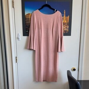 Calvin Klein Elegant Pink Glitter Bell Sleeved Women's Dress Size 4